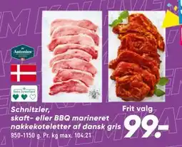 Bilka Schnitzler, skaft- eller BBQ marineret nakkekoteletter af dansk gris tilbud