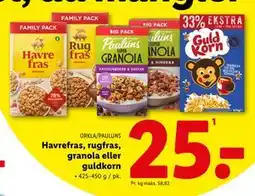 Lidl Havrefras, rugfras, granola eller guldkorn tilbud