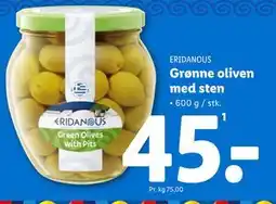 Lidl Grønne oliven med sten tilbud