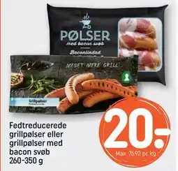 REMA 1000 Fedtreducerede grillpølser eller grillpølser med bacon svøb 260-350 g tilbud