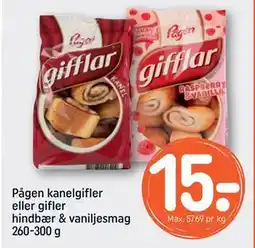 REMA 1000 Pågen kanelgifler eller gifler hindbær & vaniljesmag 260-300 g tilbud