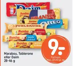 REMA 1000 Marabou, Toblerone eller Daim 28-46 g tilbud
