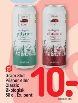 REMA 1000 Gram Slot Pilsner eller Classic Økologisk 50 cl. Ex. pant tilbud