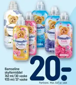 REMA 1000 Bamseline skyllemiddel 762 ml/30 vaske 925 ml/37 vaske tilbud