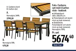 Føtex F.eks. Canberra sæt med 6 Carlton stole - teaklook tilbud
