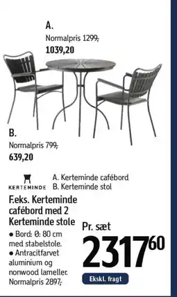 Føtex F.eks. Kerteminde cafébord med 2 Kerteminde stole Pr. sæt tilbud