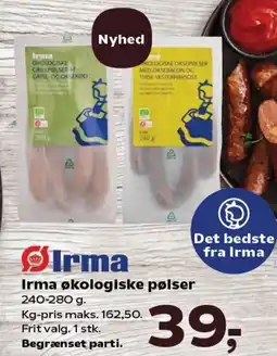 Kvickly Irma økologiske pølser tilbud
