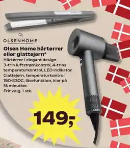 Kvickly Olsen Home hårtørrer eller glattejern* tilbud