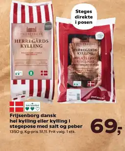 Kvickly Frijsenborg dansk hel kylling eller kylling i stegepose med salt og peber tilbud