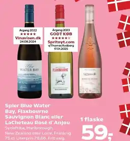 Kvickly Spler blue water bay, flaxbourne sauvignon blanc eller lacheteau rosé d'anjou tilbud