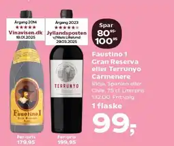 Kvickly Faustino 1 Gran Reserva eller Terrunyo Carmenere tilbud
