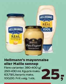 Kvickly Hellmann's mayonnaise eller Maille sennep tilbud
