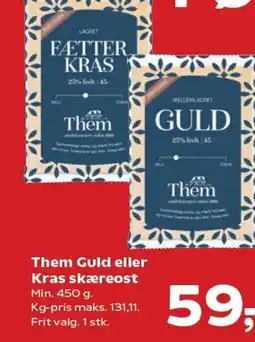 Kvickly Them Guld eller Kras skæreost tilbud
