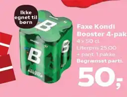Kvickly Faxe Kondi Booster 4-pak tilbud