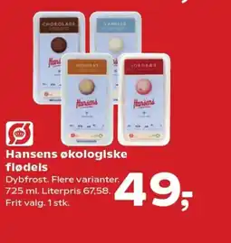 Kvickly Hansens økologiske flødeis tilbud