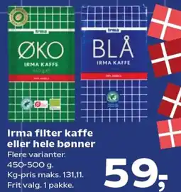 Kvickly Irma filter kaffe eller hele bønner Flere varianter. tilbud