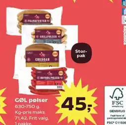 Kvickly GØL pølser tilbud