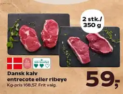 SuperBrugsen Dansk kalv entrecote eller ribeye tilbud