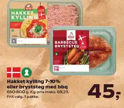 SuperBrugsen Hakket kylling 7-10% eller bryststeg med bbq tilbud