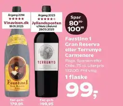 SuperBrugsen Faustino 1 Gran Reserva eller Terrunyo Carmenere tilbud