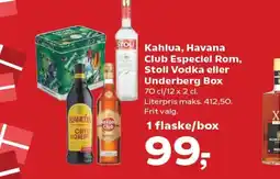 SuperBrugsen Kahlua, Havana Club Especiel Rom, Stoli Vodka eller Underberg Box tilbud