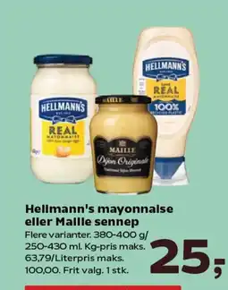 SuperBrugsen Hellmann's mayonnaise eller Maille sennep tilbud