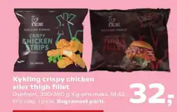 SuperBrugsen Kykling crispy chicken eller thigh fillet tilbud