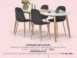 Daells Bolighus SPISEBORDSSTOL ELLER SPISEBORD MED UDTRÆK tilbud