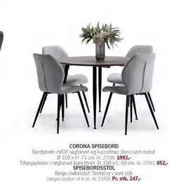 Daells Bolighus SPISEBORDSSTOL ELLER CORONA SPISEBORD tilbud