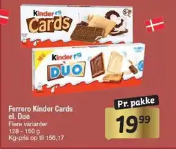 Fakta Tyskland Ferrero Kinder Cards el. Duo tilbud