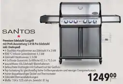 Citti SANTOS Premium Edelstahl Gasgrill mit Profi-Ausstattung S-418 Pro Edelstahl inkl. Drehspieẞ tilbud