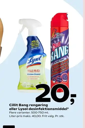 Cillit Bang rengøring eller Lysol desinfektionsmiddel