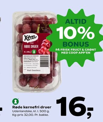 Coop 365 Røde kernefri druer tilbud