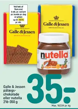 REMA 1000 GALLE & JESSEN pålægs- chokolade eller nutella tilbud