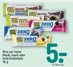 REMA 1000 RICE UP risbar mælk, mørk eller hvid chokolade tilbud