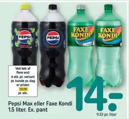 REMA 1000 Pepsi Max eller Faxe Kondi tilbud