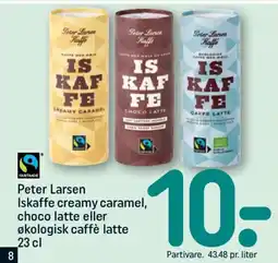 REMA 1000 PETER LARSEN Iskaffe creamy caramel, choco latte eller økologisk caffè latte tilbud