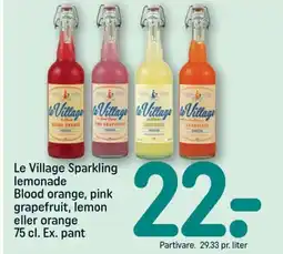 REMA 1000 LE VILLAGE Sparkling lemonade Blood orange, pink grapefruit, lemon eller orange tilbud