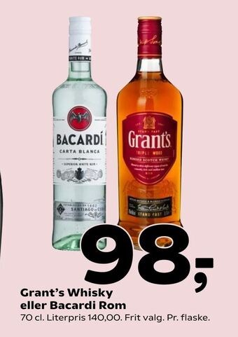 Coop 365 Grant's Whisky eller Bacardi Rom tilbud