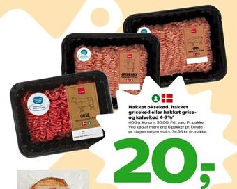 Coop 365 Hakket oksekød, hakket grisekød eller hakket grise- og kalvekød 4-7% tilbud