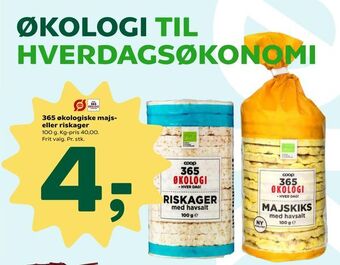 Coop 365 365 økologiske majs- eller riskager tilbud