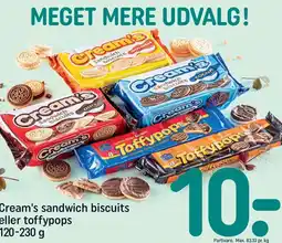 REMA 1000 Crema's sandwich biscuits eller toffypops tilbud