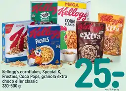 REMA 1000 Kellogg's cornflakes, Speciel K, Frosties, Coco Pops, granola extra choco eller classic 330-500 g tilbud