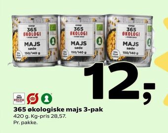 Coop 365 365 økologiske majs 3-pak tilbud