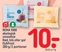REMA 1000 Rema 1000 økologisk smoothie rød, blå eller gul dybfrost tilbud