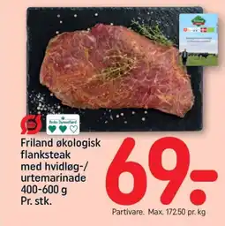 REMA 1000 Friland økologisk flanksteak med hvidløg-/ urtemarinade tilbud