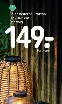 REMA 1000 Solar lanterne i rattan h25-34.5 cm tilbud