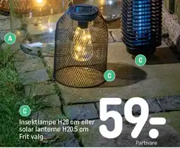 REMA 1000 Insektlampe h28 cm eller solar lanterne h20.5 cm tilbud