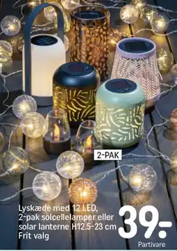 REMA 1000 Lyskæde med 12 led, 2-pak solcellelamper eller solar lanterne tilbud