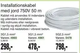 Harald Nyborg Installationskabel med jord 750V 50 m tilbud